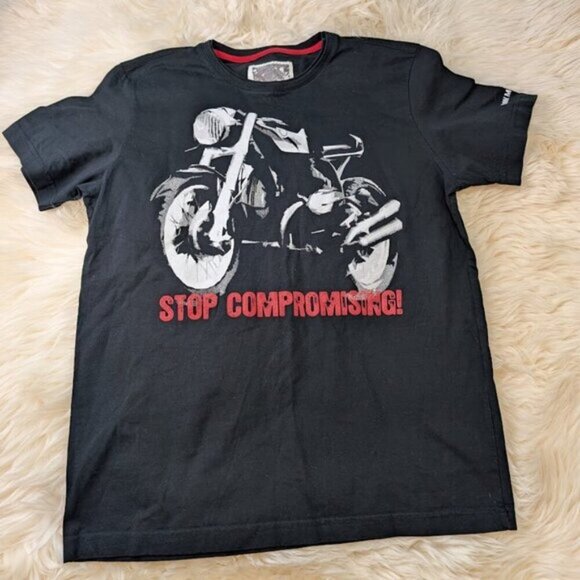 BMW Mororrad Motorcycle Stop Compromising T Shirt Size M - Picture 1 of 7